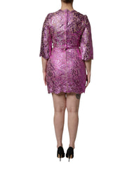 Dolce & Gabbana Metallic Fuchsia Floral Sheath Mini Dress - - Dolce & Gabbana.