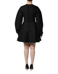 Dolce & Gabbana Black Cotton Long Sleeves A-line Mini Dress - - Dolce & Gabbana.