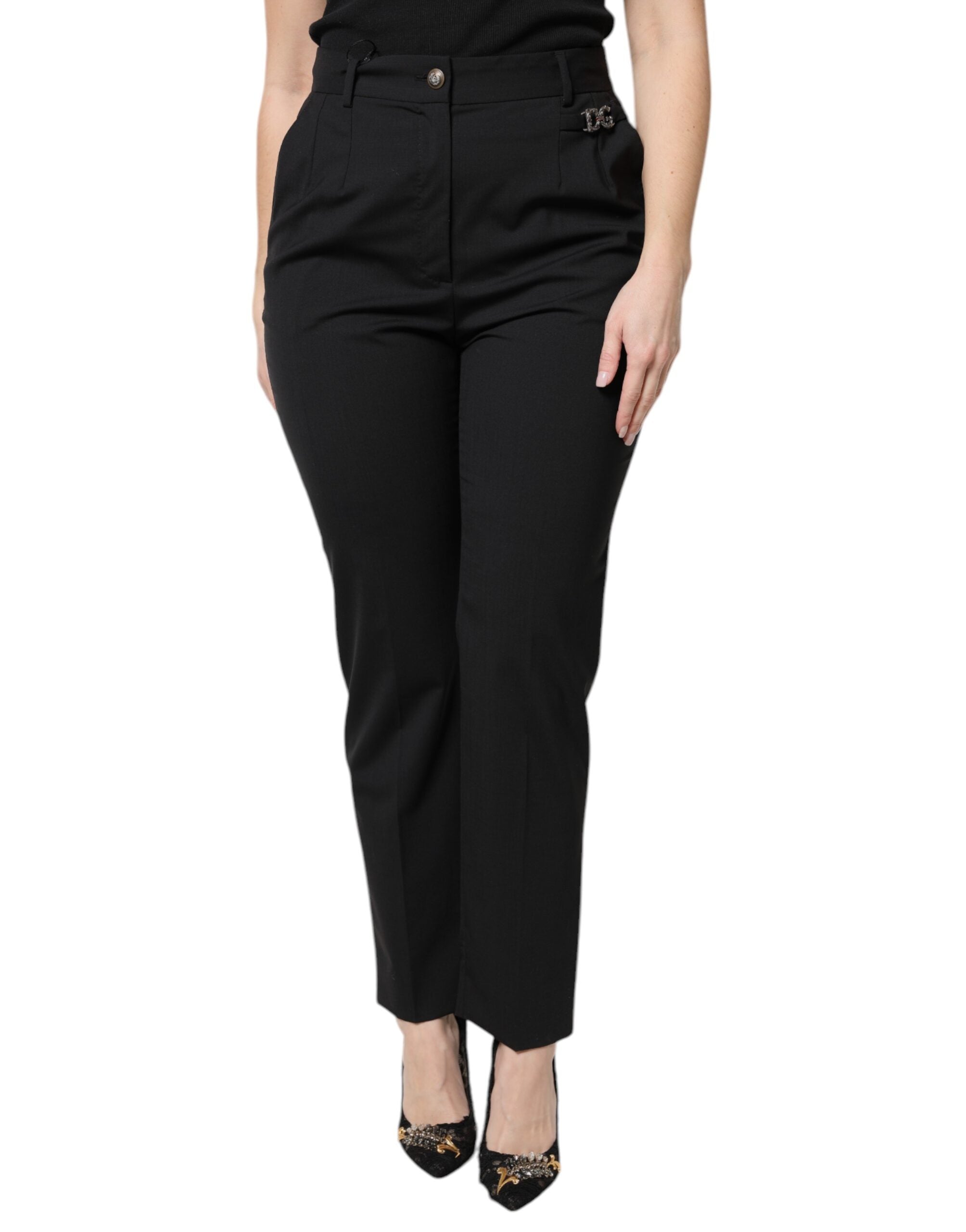 Dolce & Gabbana Black Polyester High Waist Dress Pants - - Dolce & Gabbana.