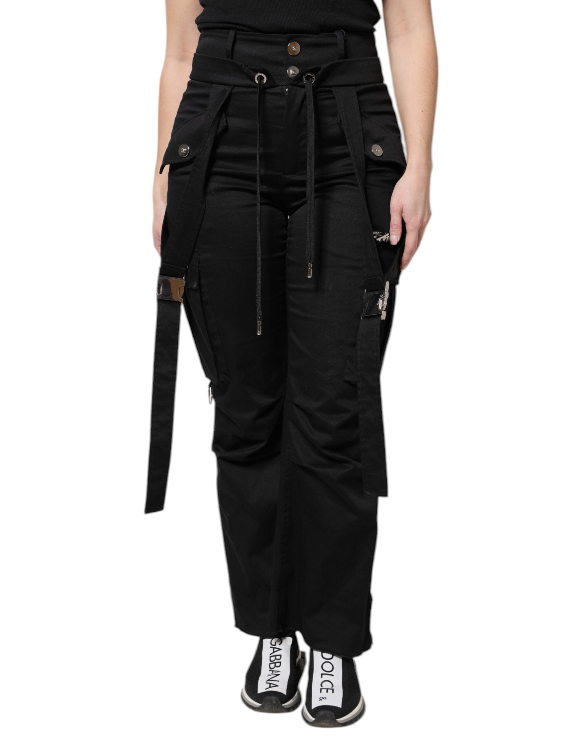Dolce & Gabbana Black Cotton High Waist Cargo Pants - - Dolce & Gabbana.