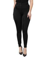 Dolce & Gabbana Black Nylon High Waist Slim Fit Pants - - Dolce & Gabbana.