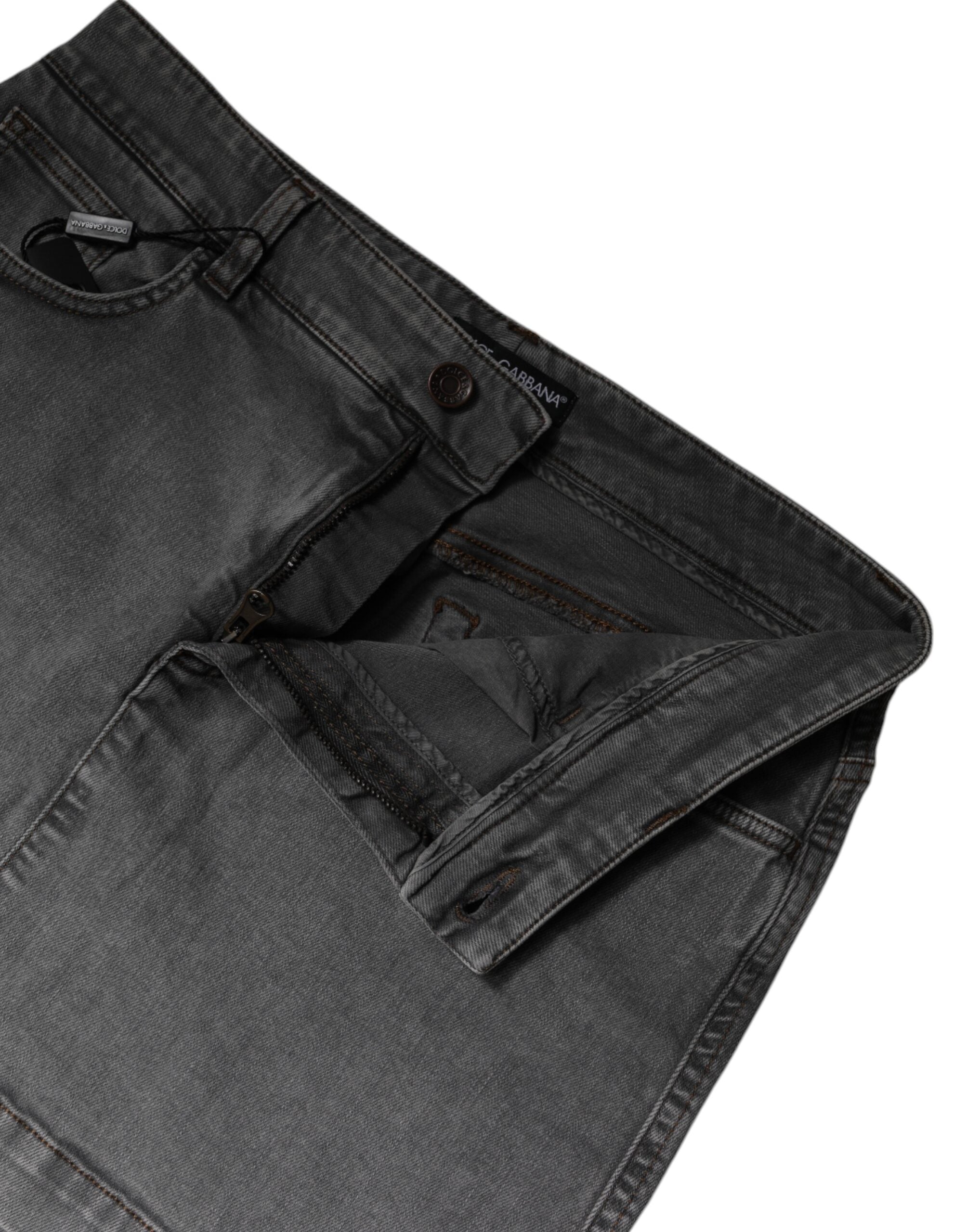 Dolce & Gabbana Gray Cotton Stretch Mid Waist Denim Mini Skirt -   -  Dolce & Gabbana. Dolce & Gabbana Gray Cotton Stretch Mid Waist Denim Mini Skirt -   -  Dolce & Gabbana.