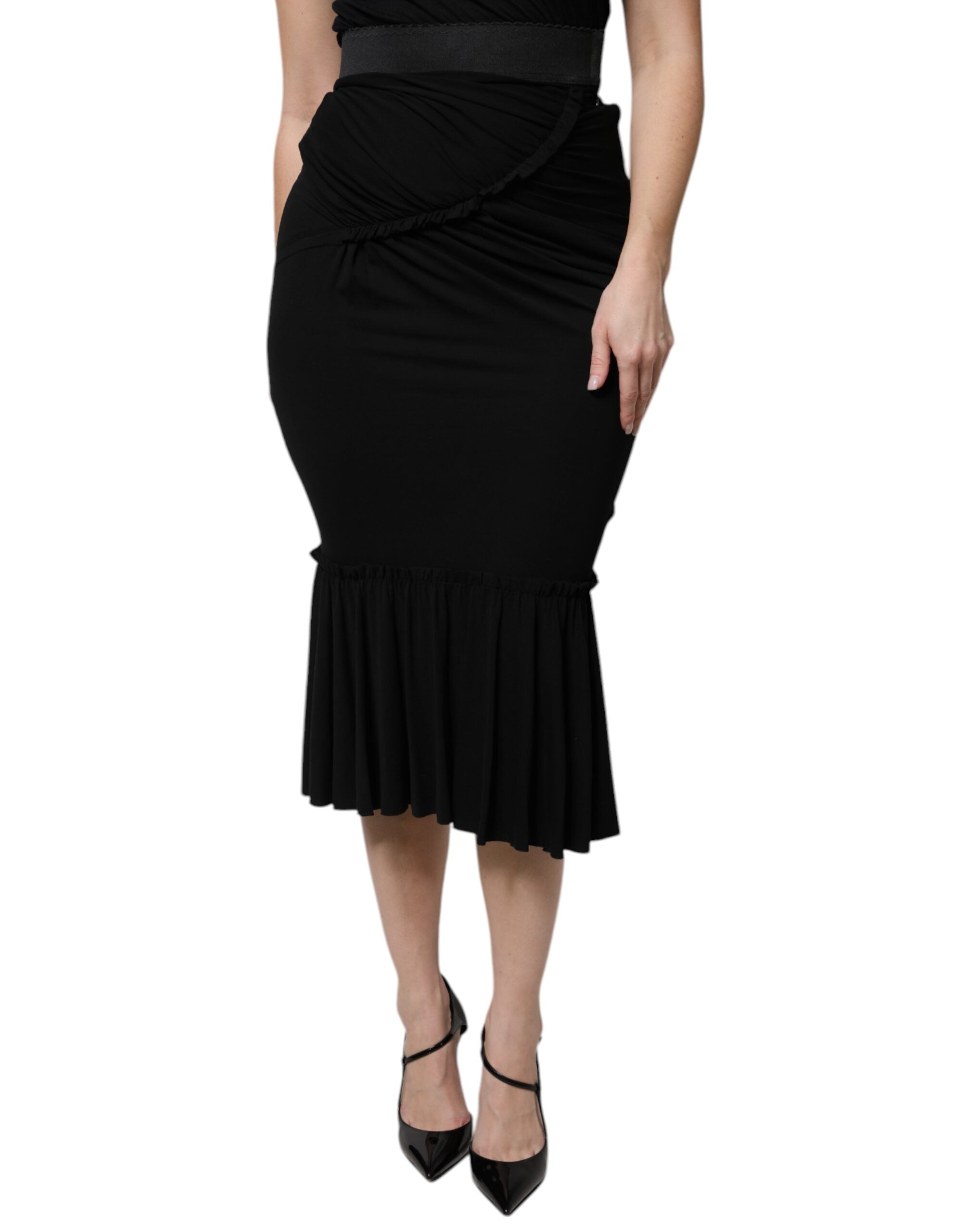Dolce & Gabbana Black Mermaid Cut High Waist Midi Skirt -   -  Dolce & Gabbana.