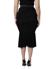 Dolce & Gabbana Black Mermaid Cut High Waist Midi Skirt -   -  Dolce & Gabbana.