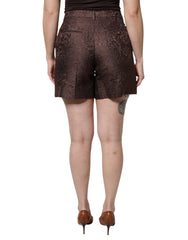 Dolce & Gabbana Brown Floral Brocade Mid Waist Mini Short -   -  Dolce & Gabbana.