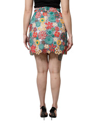 Dolce & Gabbana Multicolor Floral Lace High Waist Mini Skirt -   -  Dolce & Gabbana.