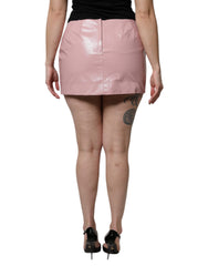 Dolce & Gabbana Glossy Pink Cotton High Waist Mini Skirt -   -  Dolce & Gabbana.