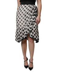 Dolce & Gabbana White Black Polka Dots Knee Length Skirt -   -  Dolce & Gabbana.