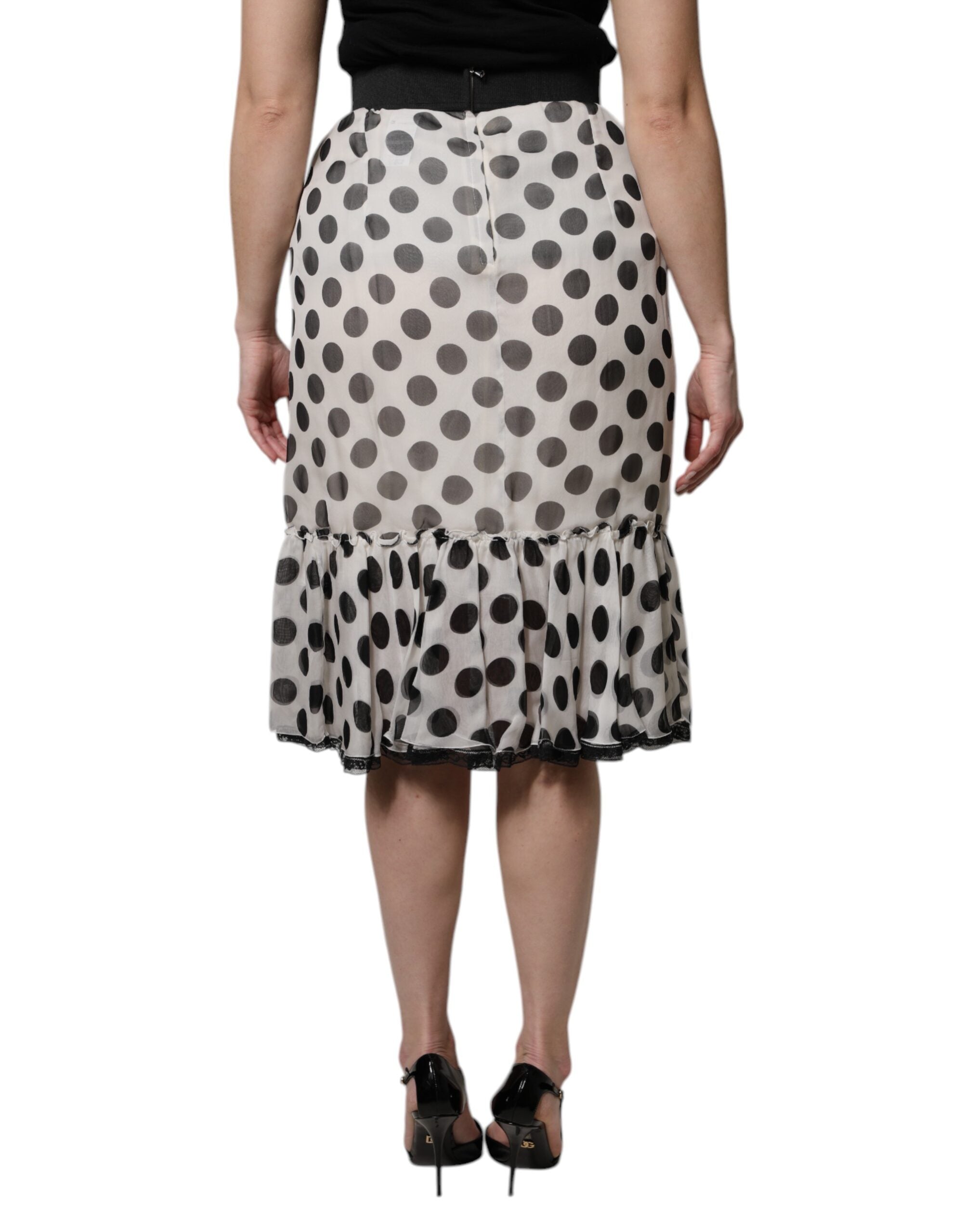 Dolce & Gabbana White Black Polka Dots Knee Length Skirt -   -  Dolce & Gabbana. Dolce & Gabbana White Black Polka Dots Knee Length Skirt -   -  Dolce & Gabbana.