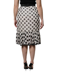 Dolce & Gabbana White Black Polka Dots Knee Length Skirt -   -  Dolce & Gabbana.