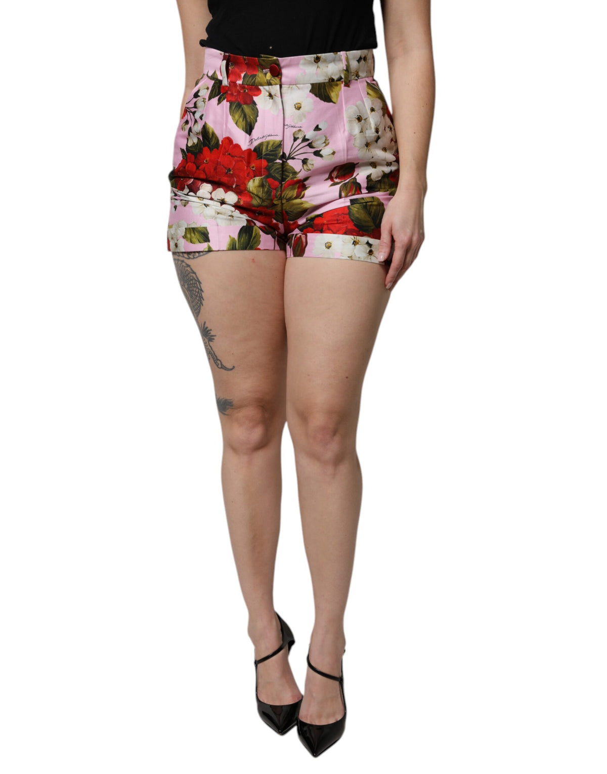 Dolce & Gabbana Pink Floral Print High Waist Hotpants Short -   -  Dolce & Gabbana.