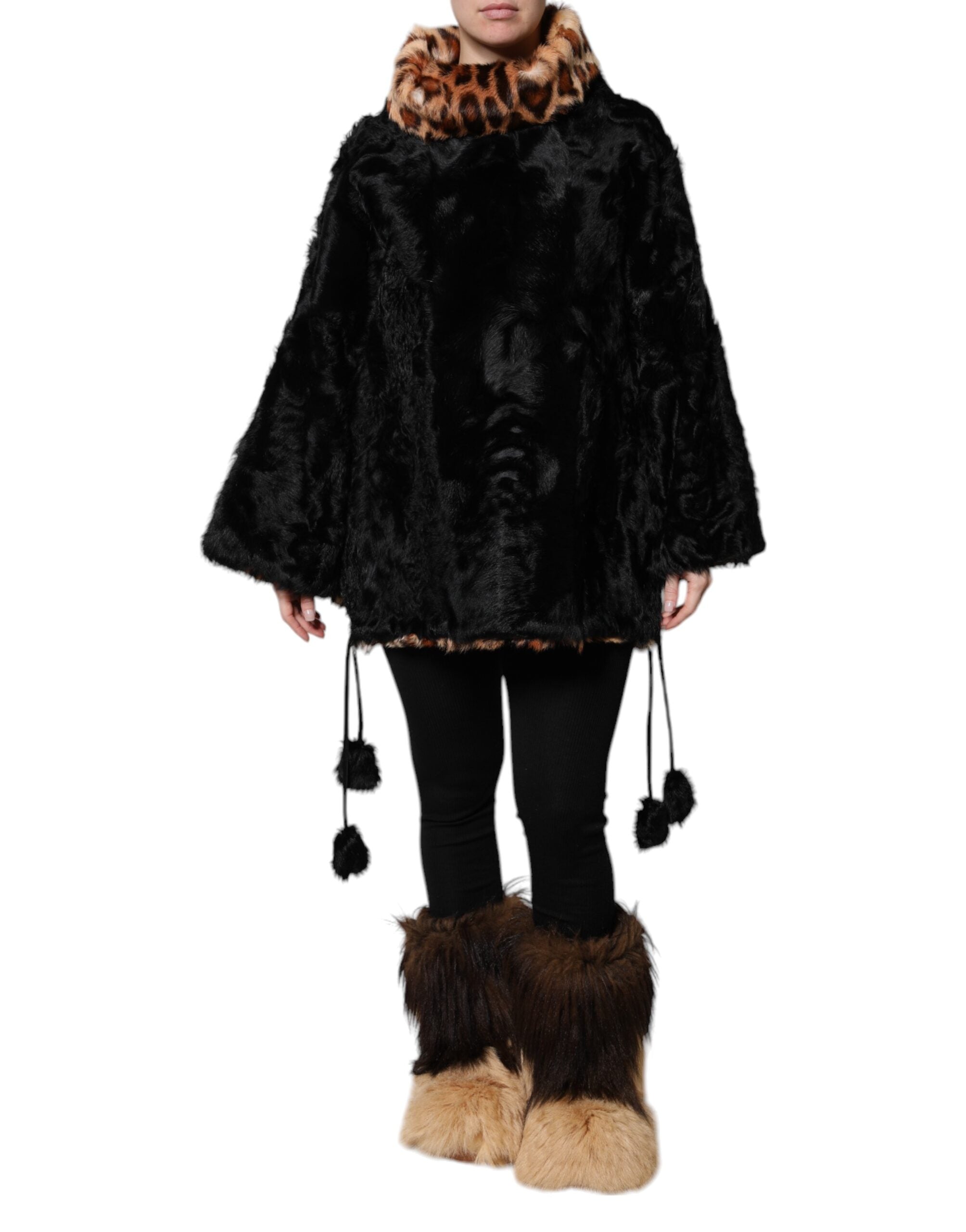 Dolce & Gabbana Black Lamb Fur Short Women Coat Jacket -   -  Dolce & Gabbana.