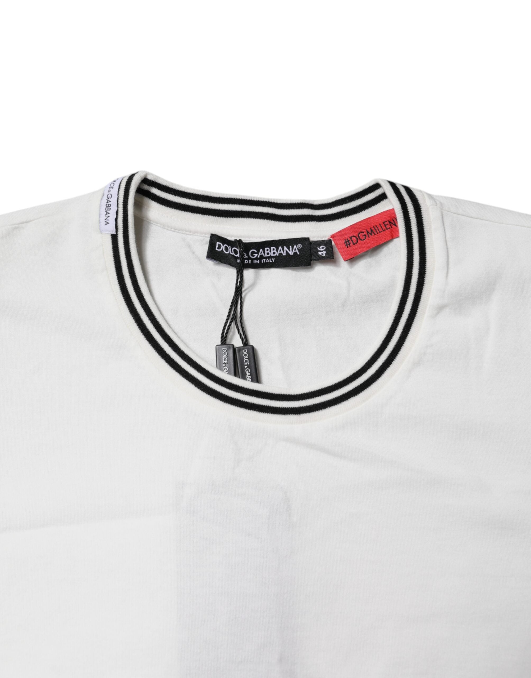 Dolce & Gabbana White #DGMillennials Cotton Crewneck T-shirt -   -  Dolce & Gabbana. Dolce & Gabbana White #DGMillennials Cotton Crewneck T-shirt -   -  Dolce & Gabbana.