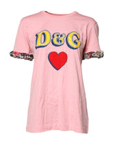 Dolce & Gabbana Pink Logo Print Cotton Crew Neck Tee T-shirt -   -  Dolce & Gabbana.