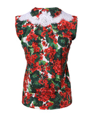 Dolce & Gabbana Multicolor Floral Lace Sleeveless Tank Top -   -  Dolce & Gabbana.
