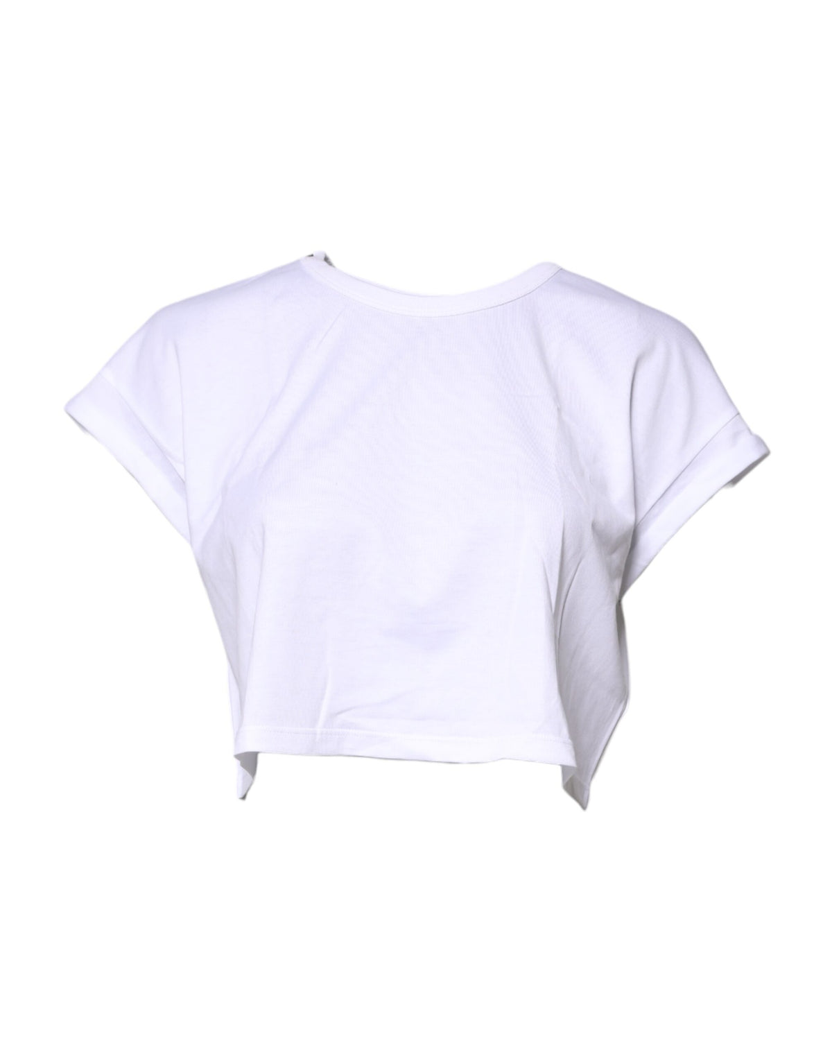 Dolce & Gabbana White Cotton Crew Neck Cropped T-shirt Top -   -  Dolce & Gabbana.