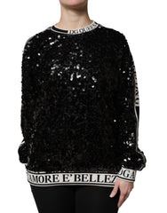 Dolce & Gabbana Black DG Queen Sequin Pullover Sweater -   -  Dolce & Gabbana.