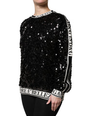 Dolce & Gabbana Black DG Queen Sequin Pullover Sweater -   -  Dolce & Gabbana.