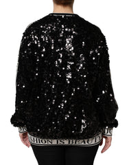 Dolce & Gabbana Black DG Queen Sequin Pullover Sweater -   -  Dolce & Gabbana.
