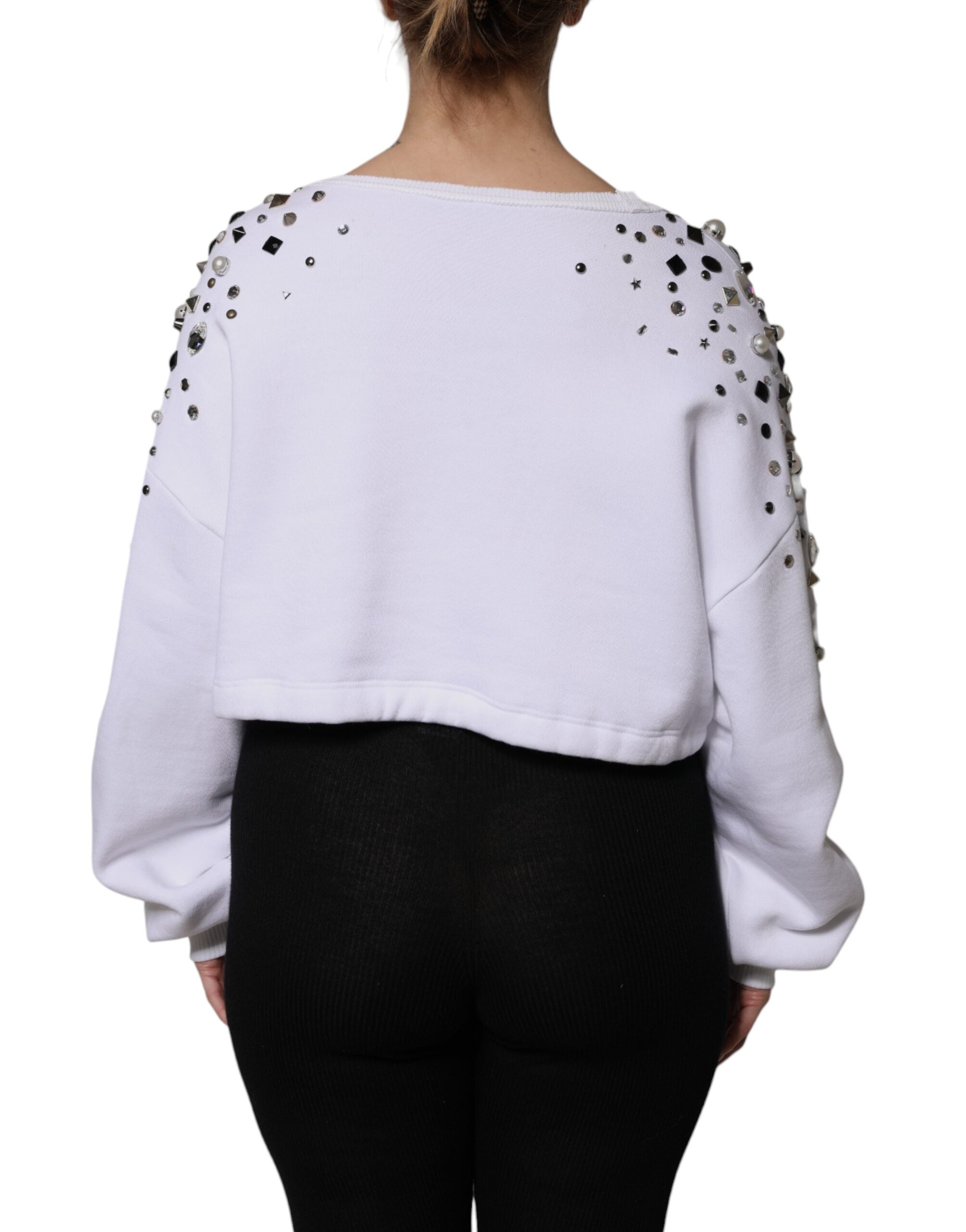 Dolce & Gabbana White Embellished Long Sleeve Cropped Sweater -   -  Dolce & Gabbana. Dolce & Gabbana White Embellished Long Sleeve Cropped Sweater -   -  Dolce & Gabbana.