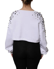 Dolce & Gabbana White Embellished Long Sleeve Cropped Sweater -   -  Dolce & Gabbana.
