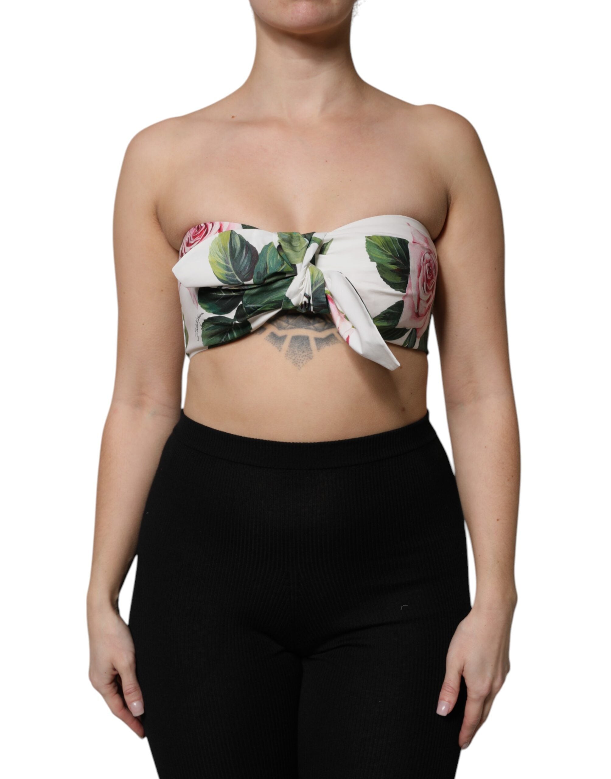 Dolce & Gabbana White Floral Print Cropped Bustier Corset Top -   -  Dolce & Gabbana.