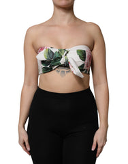 Dolce & Gabbana White Floral Print Cropped Bustier Corset Top -   -  Dolce & Gabbana.