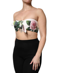 Dolce & Gabbana White Floral Print Cropped Bustier Corset Top -   -  Dolce & Gabbana.