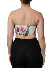 Dolce & Gabbana White Floral Print Cropped Bustier Corset Top -   -  Dolce & Gabbana.