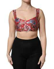 Dolce & Gabbana Red Floral Brocade Cropped Bustier Corset Top -   -  Dolce & Gabbana.