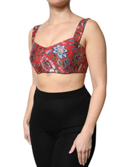 Dolce & Gabbana Red Floral Brocade Cropped Bustier Corset Top -   -  Dolce & Gabbana.