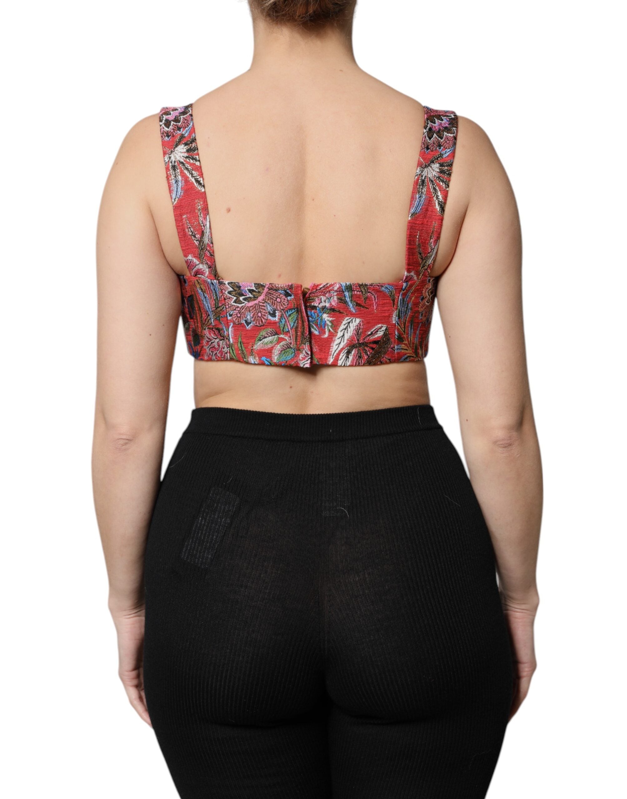 Dolce & Gabbana Red Floral Brocade Cropped Bustier Corset Top -   -  Dolce & Gabbana. Dolce & Gabbana Red Floral Brocade Cropped Bustier Corset Top -   -  Dolce & Gabbana.
