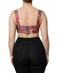 Dolce & Gabbana Red Floral Brocade Cropped Bustier Corset Top -   -  Dolce & Gabbana.