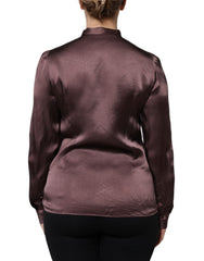Dolce & Gabbana Brown Ascot Collar Long Sleeve Blouse Top -   -  Dolce & Gabbana.