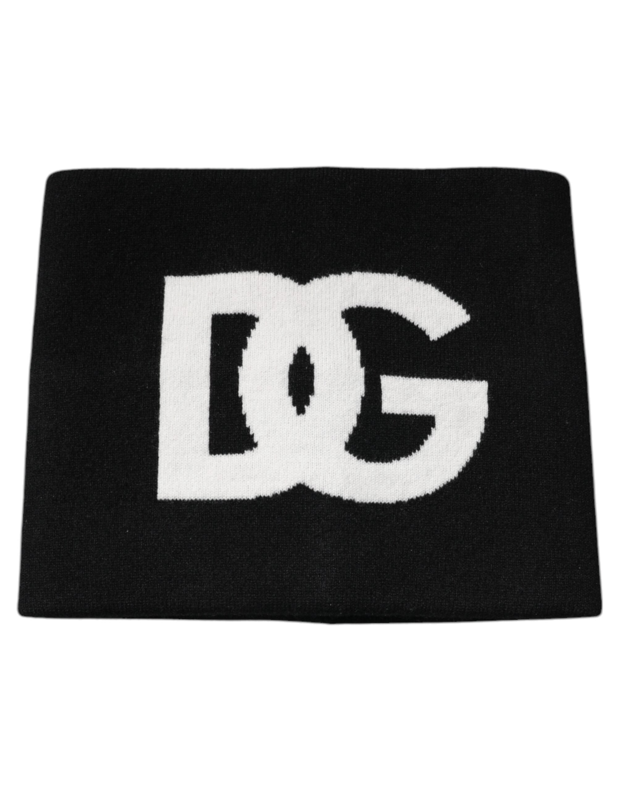 Dolce & Gabbana Black Cashmere DG Logo Square Handkerchief Scarf -   -  Dolce & Gabbana.
