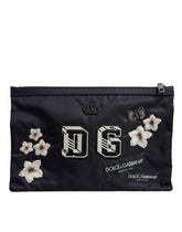 Dolce & Gabbana Blue DG Logo Patch Embellished Pouch Clutch Bag -   -  Dolce & Gabbana.