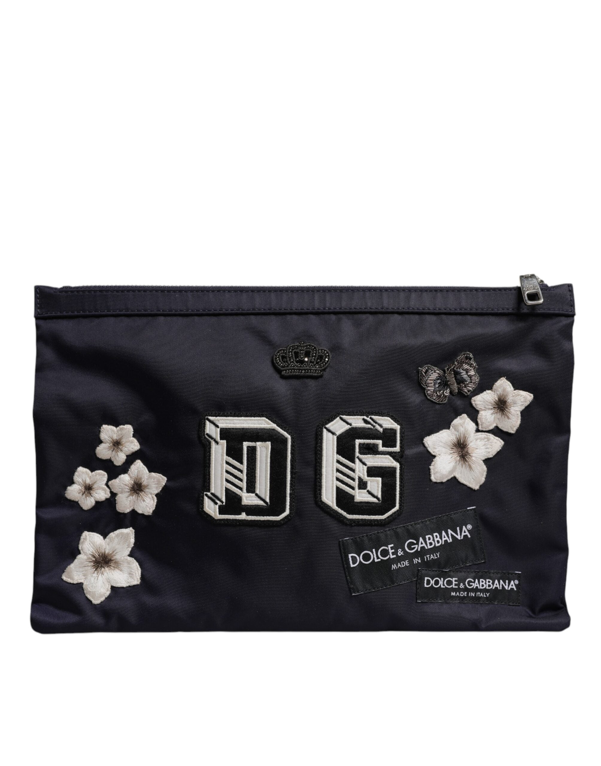 Dolce & Gabbana Blue DG Logo Patch Embellished Pouch Clutch Bag -   -  Dolce & Gabbana. Dolce & Gabbana Blue DG Logo Patch Embellished Pouch Clutch Bag -   -  Dolce & Gabbana.