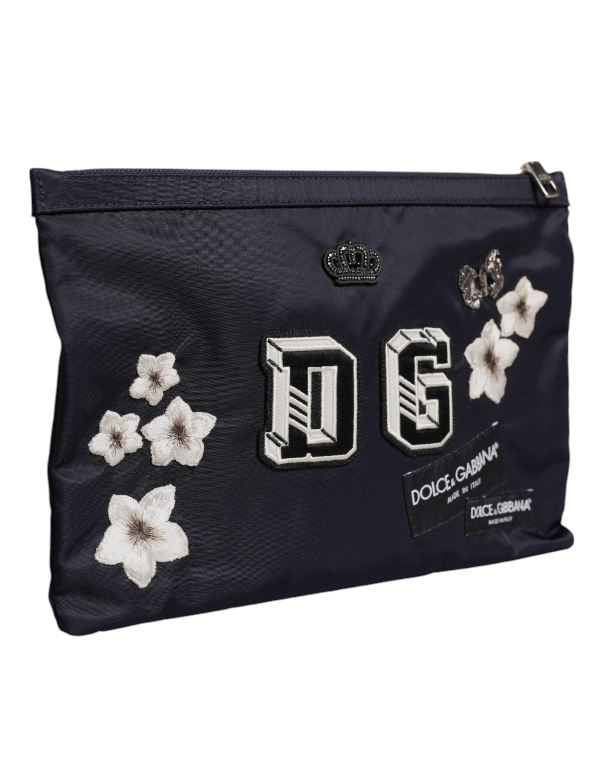 Dolce & Gabbana Blue DG Logo Patch Embellished Pouch Clutch Bag -   -  Dolce & Gabbana. Dolce & Gabbana Blue DG Logo Patch Embellished Pouch Clutch Bag -   -  Dolce & Gabbana.
