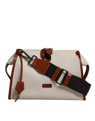 Dolce & Gabbana Beige Brown Cotton Leather Duffle Shoulder Bag -   -  Dolce & Gabbana.