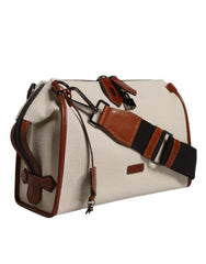 Dolce & Gabbana Beige Brown Cotton Leather Duffle Shoulder Bag -   -  Dolce & Gabbana.