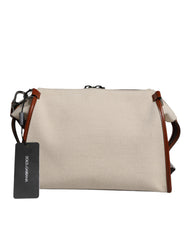 Dolce & Gabbana Beige Brown Cotton Leather Duffle Shoulder Bag -   -  Dolce & Gabbana.