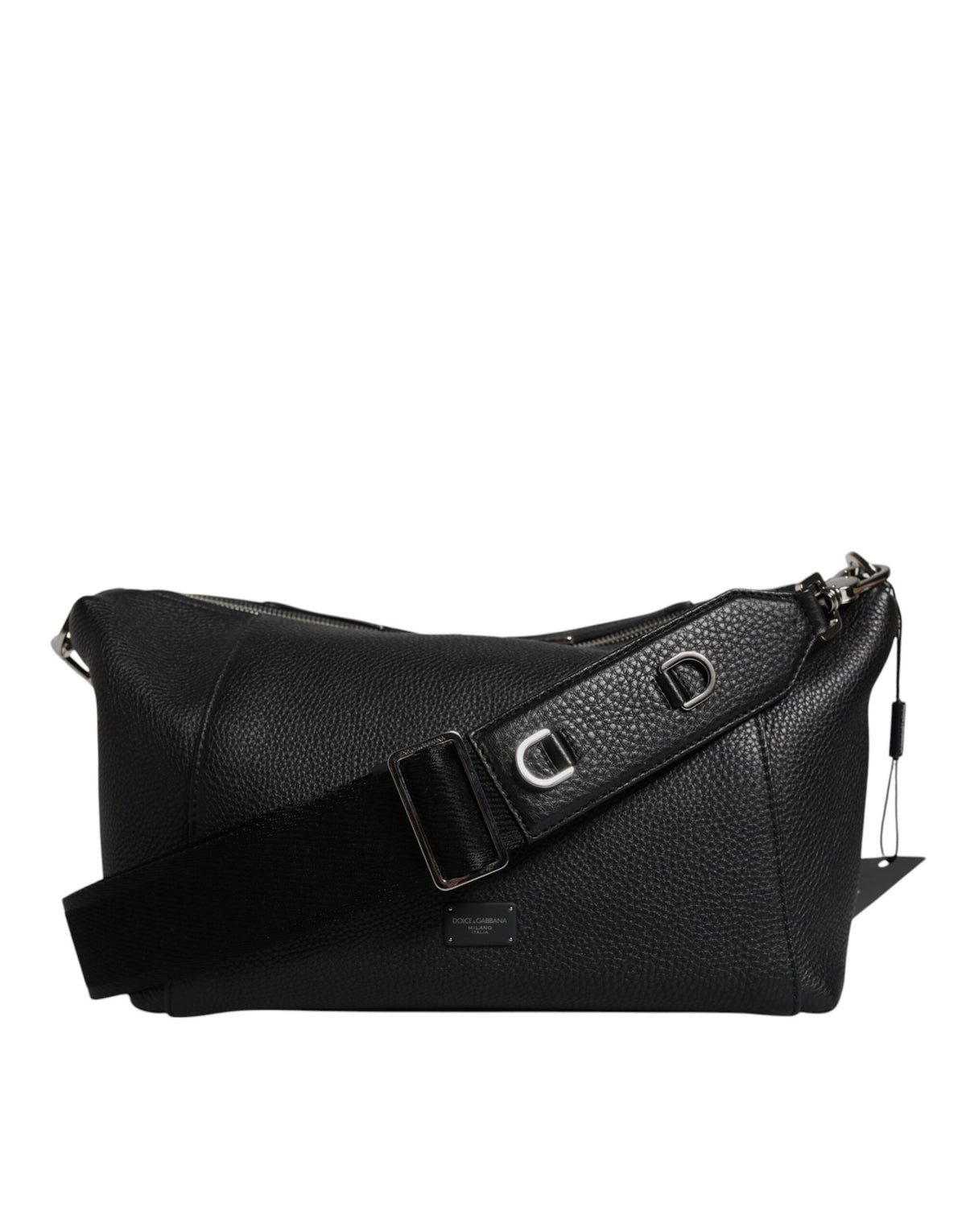 Dolce & Gabbana Black Leather Logo Plaque Shoulder Crossbody Bag -   -  Dolce & Gabbana.