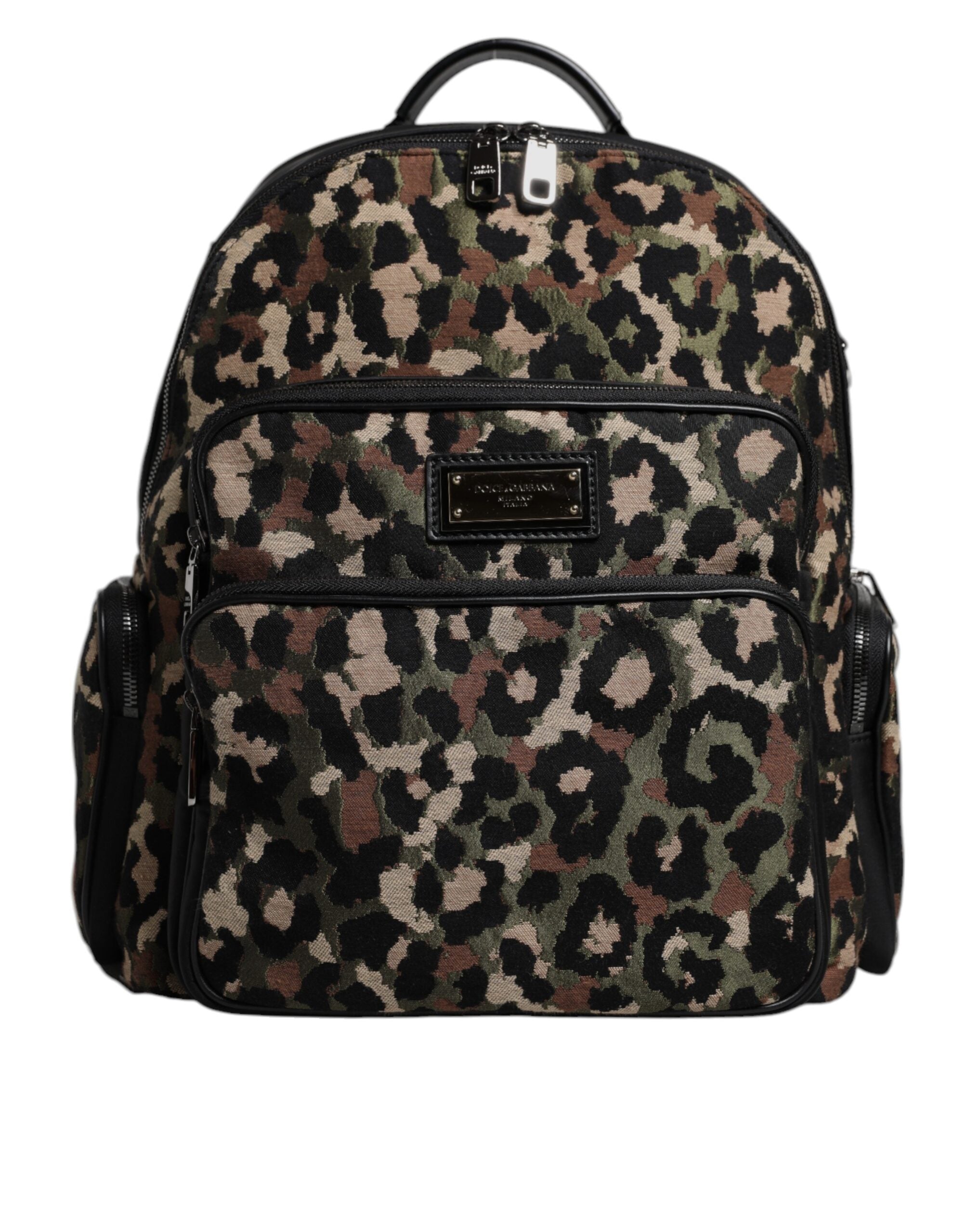 Dolce & Gabbana Multicolor Leopard Print DG Logo Plaque Men Backpack Bag -   -  Dolce & Gabbana.