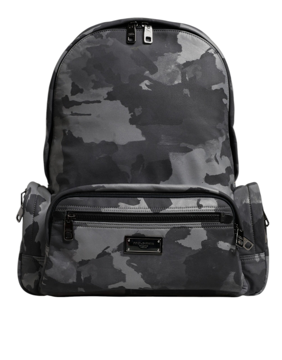 Dolce & Gabbana Gray Cotton Camouflage Logo Plaque Backpack Bag -   -  Dolce & Gabbana.