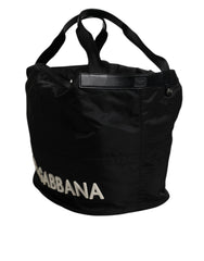 Dolce & Gabbana Black Nylon White Iconic Logo Shoulder Bucket Bag -   -  Dolce & Gabbana.