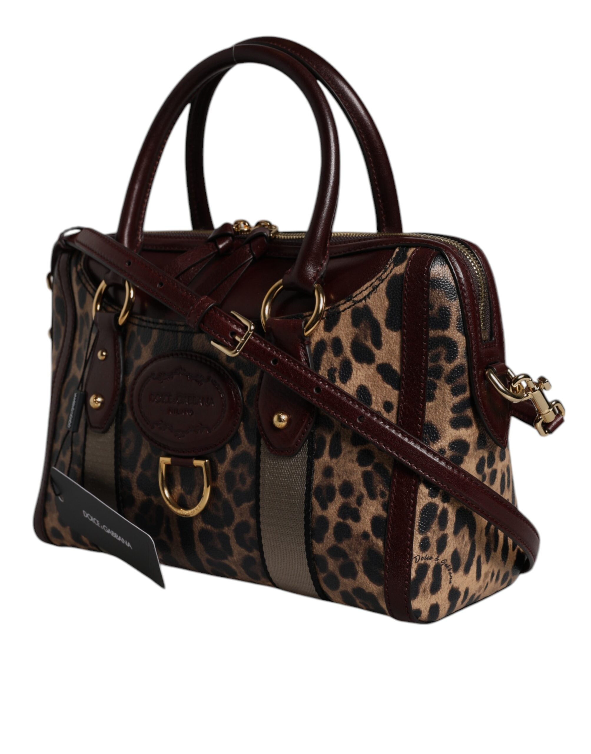 Dolce & Gabbana Brown Leopard Leather Shoulder Strap Duffle Bag -   -  Dolce & Gabbana. Dolce & Gabbana Brown Leopard Leather Shoulder Strap Duffle Bag -   -  Dolce & Gabbana.