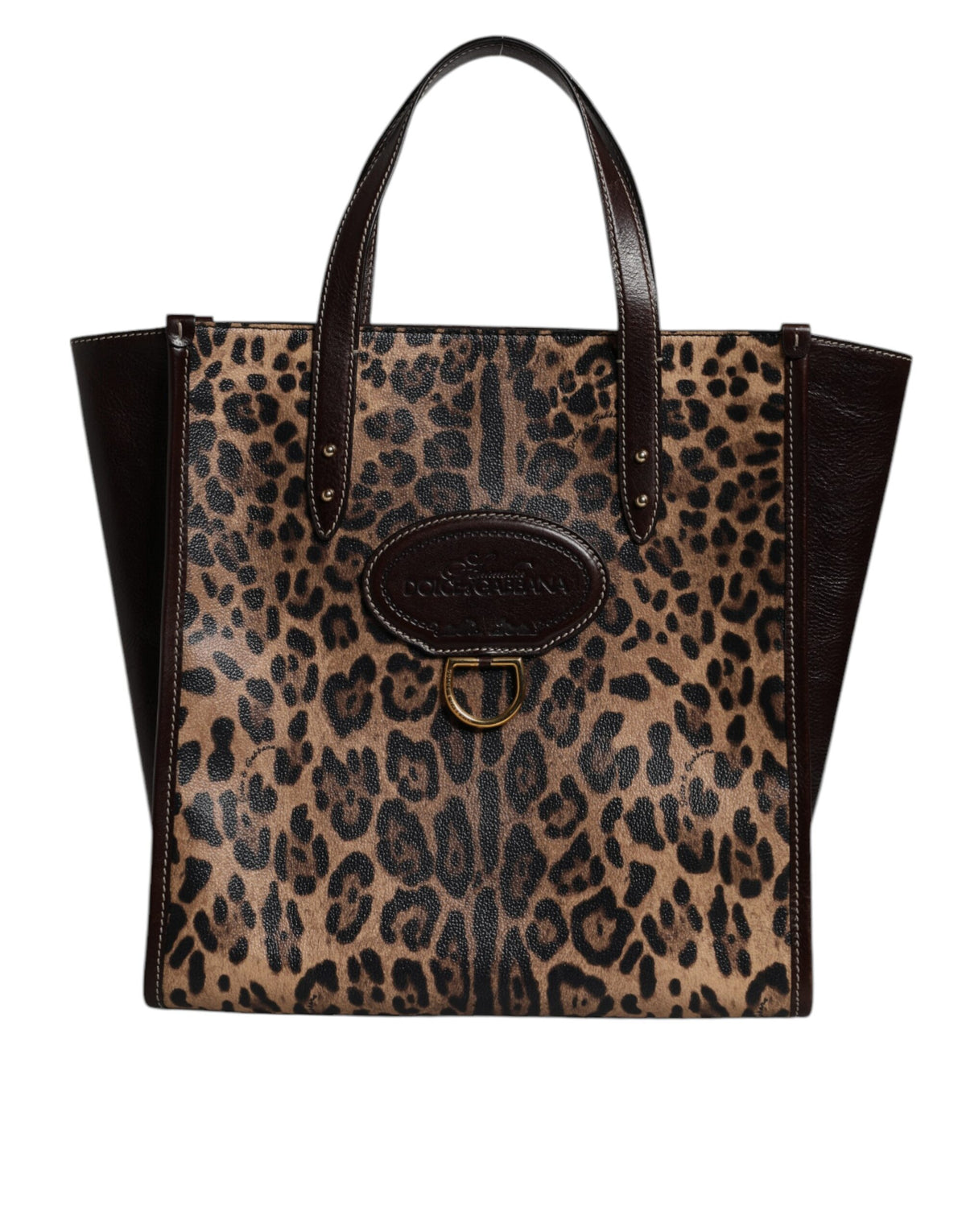 Dolce & Gabbana Brown Leopard Leather Shoulder Strap Tote Bag -   -  Dolce & Gabbana.