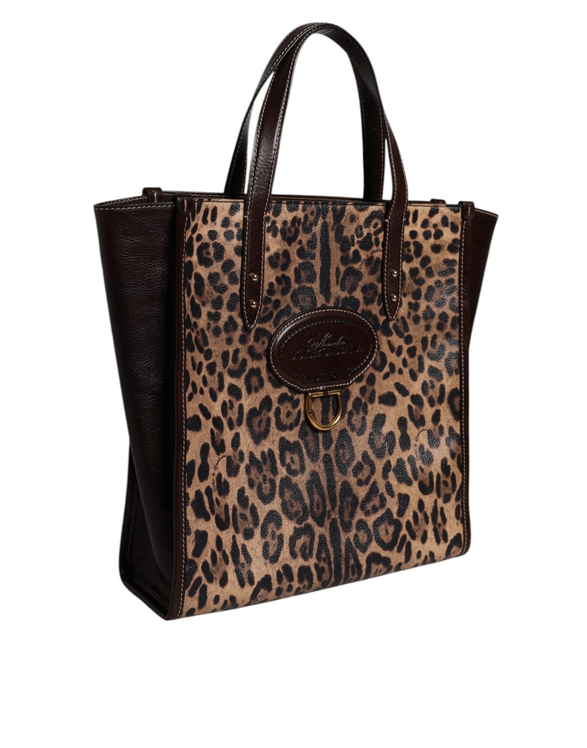Dolce & Gabbana Brown Leopard Leather Shoulder Strap Tote Bag -   -  Dolce & Gabbana. Dolce & Gabbana Brown Leopard Leather Shoulder Strap Tote Bag -   -  Dolce & Gabbana.
