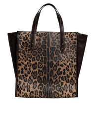 Dolce & Gabbana Brown Leopard Leather Shoulder Strap Tote Bag -   -  Dolce & Gabbana.