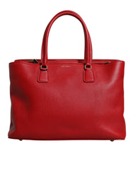 Dolce & Gabbana Red Calfskin Leather Logo Plaque Top Handle Bag - - Dolce & Gabbana.